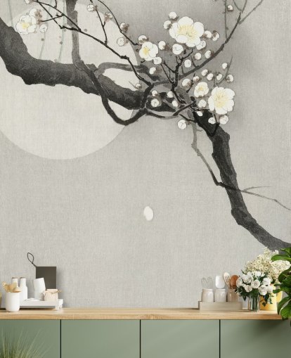 papel tapiz de rama de cerezo blanco