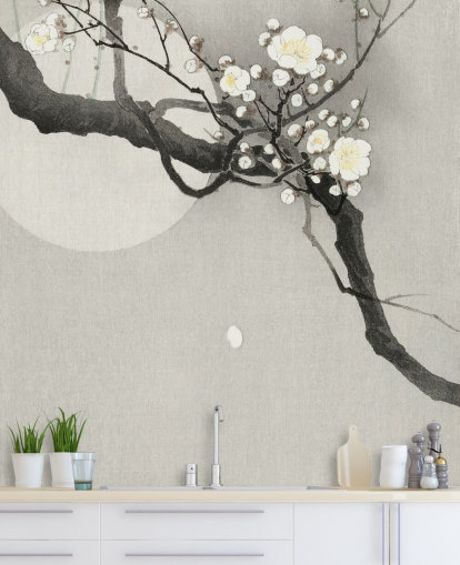 white cherry blossom branch wallpaper