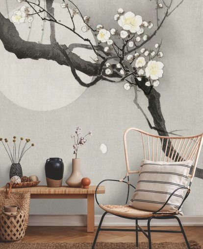 papier peint de branche de cerisier blanc