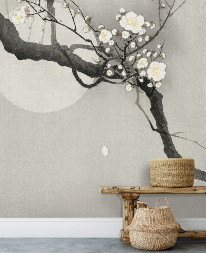 white cherry blossom branch wallpaper
