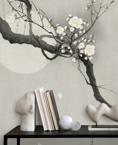 papel de parede branco flor de cerejeira