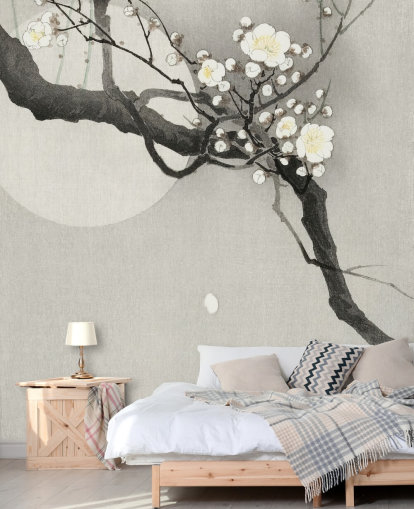 papel de parede branco flor de cerejeira