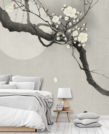 papel de parede branco flor de cerejeira