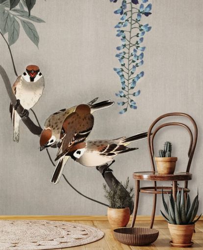 Descargar el fondo de pantalla sparrow, wisteria oriental