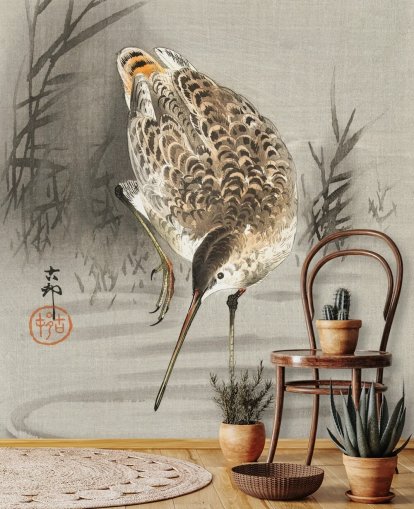 bird with long beak oriental painting wallpaper bird with long beak oriental painting wallpaper