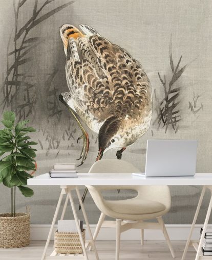 Vogel mit langem Schnabel orientalische Maltapete Vogel mit langem Schnabel orientalische Maltapete