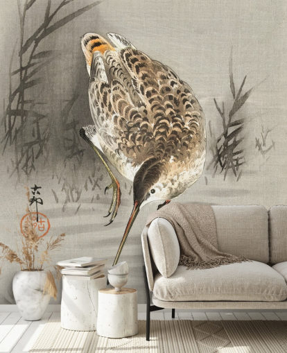 bird with long beak oriental painting wallpaper bird with long beak oriental painting wallpaper