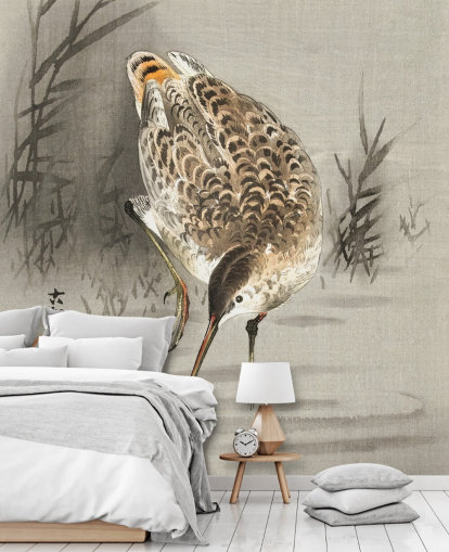 fågel med lång näbb orientalisk målning tapeter fågel med lång näbb orientalisk målning tapeter