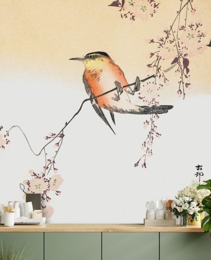 pájaro cantor en rama de cerezo en flor fondo de pantalla pájaro cantor en rama de cerezo en flor fondo de pantalla