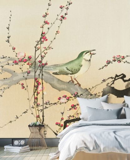 fond d'écran songbird sur la branche de fleurs