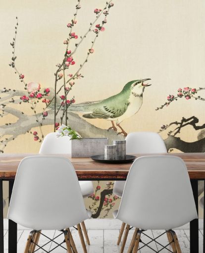 fondo de pantalla de pájaro cantor en flor