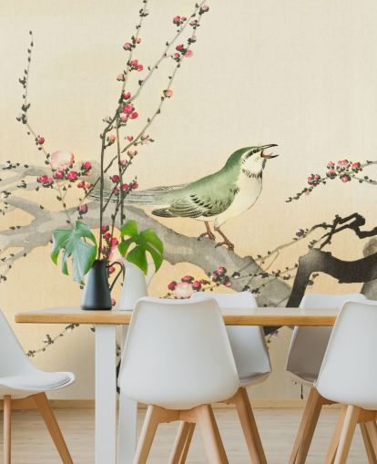 fondo de pantalla de pájaro cantor en flor