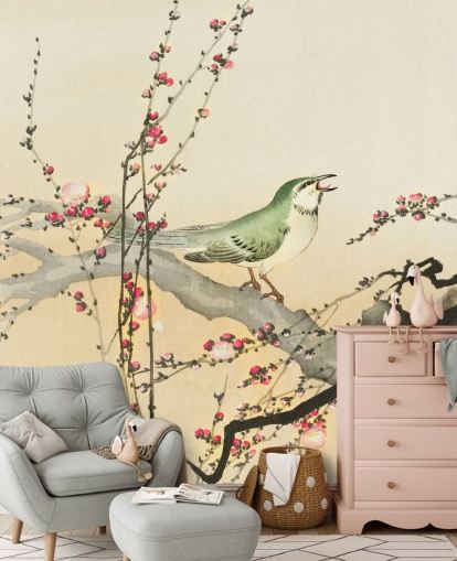 fondo de pantalla de pájaro cantor en flor