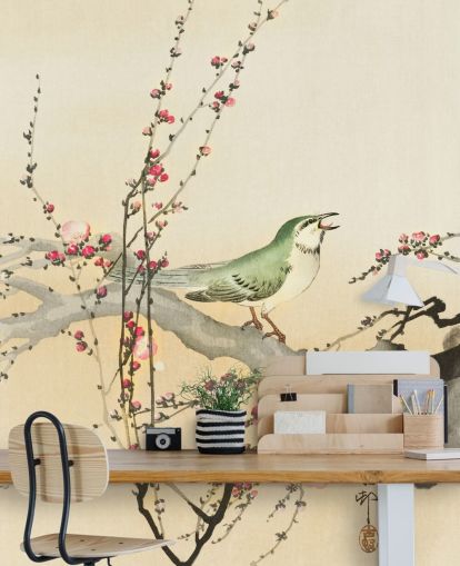 fondo de pantalla de pájaro cantor en flor