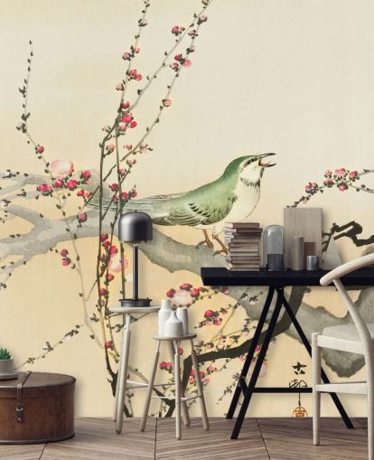 zangvogel op bloesem tak behang zangvogel op bloesem tak behang