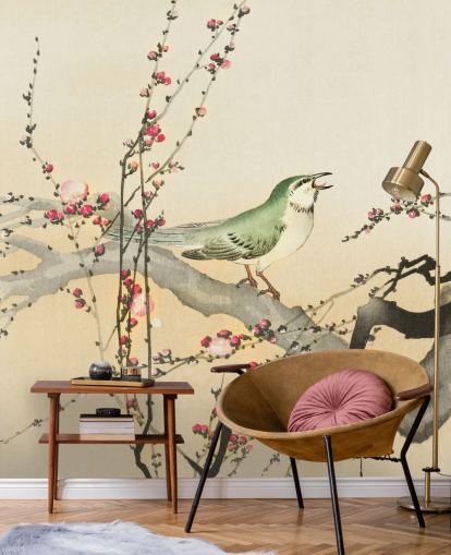 fond d'écran songbird sur la branche de fleurs