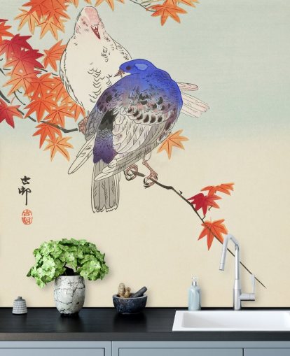 autumnal leaves and pigeons wallpaper autumnal leaves and pigeons wallpaper