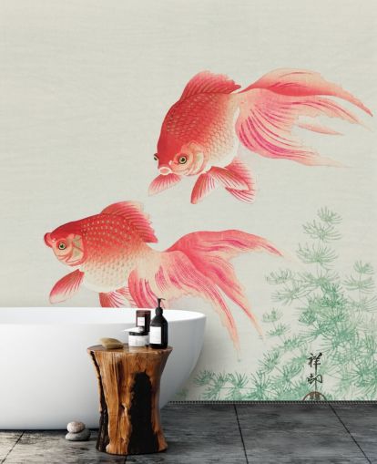 rosa orientalische Fische Tapete