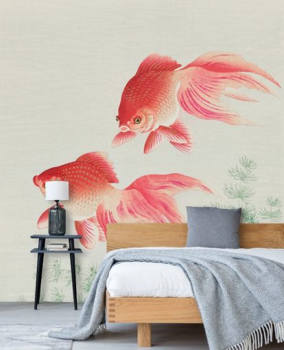 papel pintado de peces orientales rosa papel pintado de peces orientales rosa