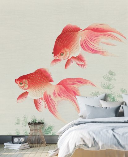 papel de parede peixe oriental rosa