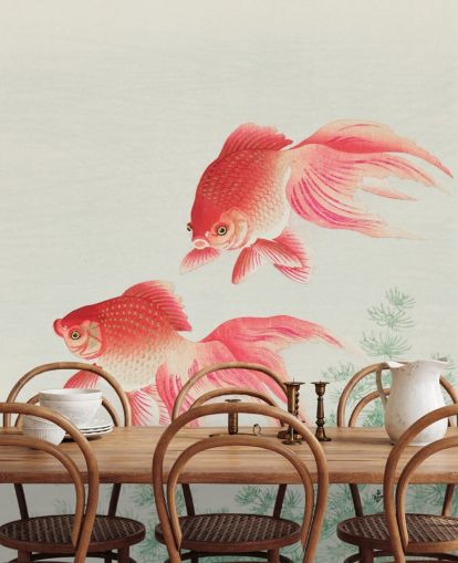 papel de parede peixe oriental rosa