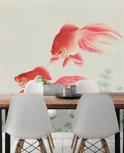 papel pintado de peces orientales rosa papel pintado de peces orientales rosa