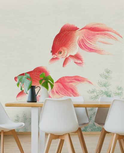 papel de parede peixe oriental rosa