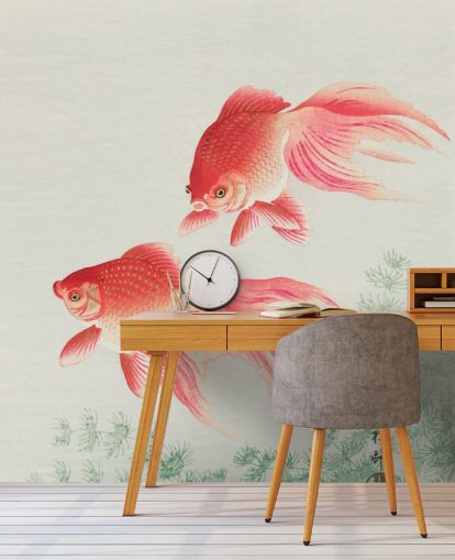 rosa orientalische Fische Tapete