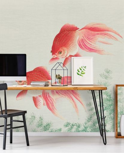 rosa orientalische Fische Tapete