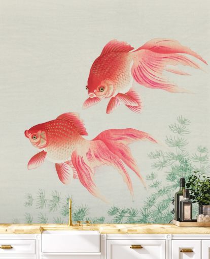 rosa orientalisk fisk tapeter