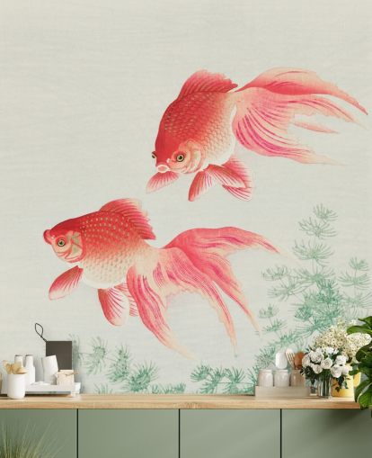 rosa orientalisk fisk tapeter