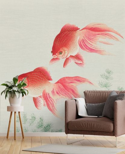 pink oriental fish wallpaper pink oriental fish wallpaper