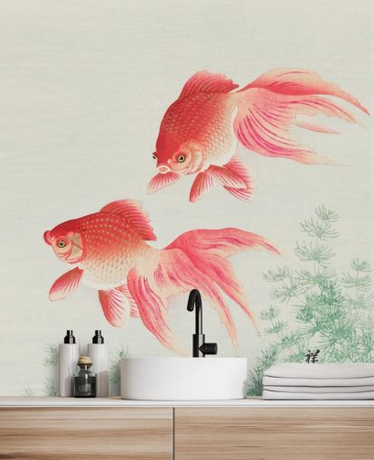 pink oriental fish wallpaper
