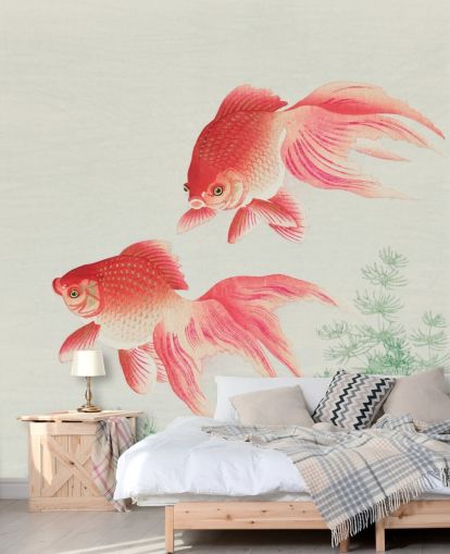 papel pintado de peces orientales rosa papel pintado de peces orientales rosa