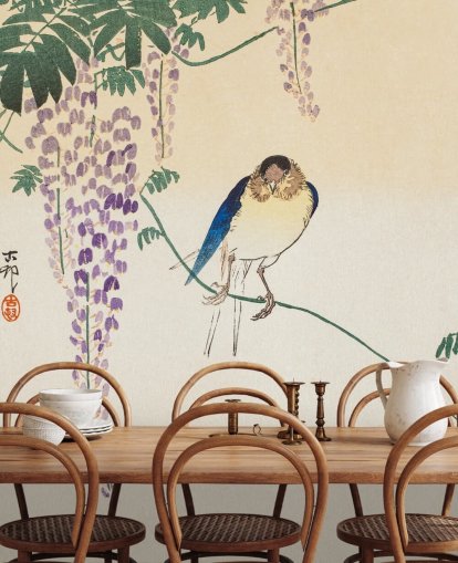 Vogel und Glyzinien orientalische Tapete Vogel und Glyzinien orientalische Tapete