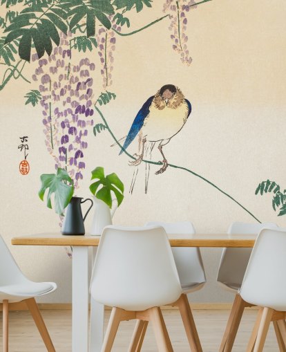 Vogel und Glyzinien orientalische Tapete