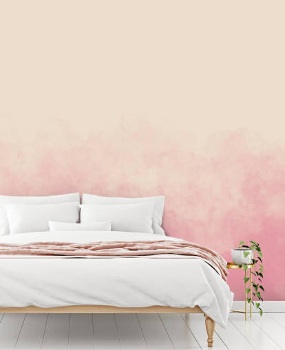 mural de papel pintado rosa ombre llamado Pink Smoke para dormitorios