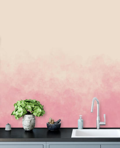 mural de papel pintado rosa ombre llamado Pink Smoke para dormitorios