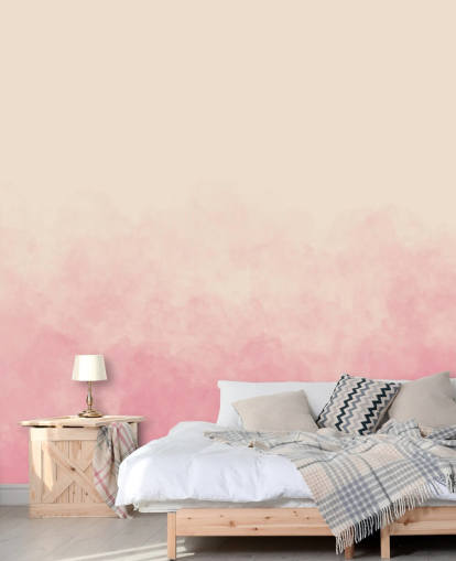 mural de papel pintado rosa ombre llamado Pink Smoke para dormitorios