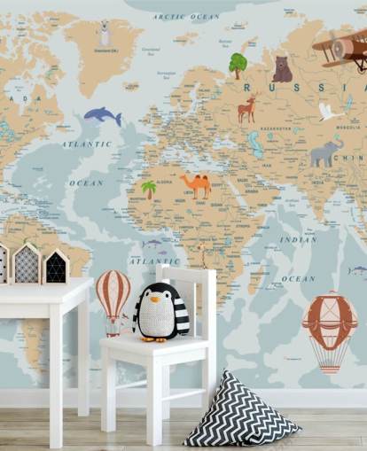 light brown and blue kids world map wallpaper light brown and blue kids world map wallpaper