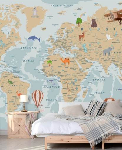 fondo de pantalla de mapa mundial para niños marrón claro y azul fondo de pantalla de mapa mundial para niños marrón claro y azul