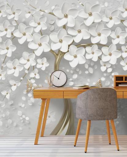 papel de parede branco e dourado