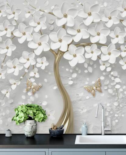 hvid og guld blomstre tapet hvid og guld blomstre tapet