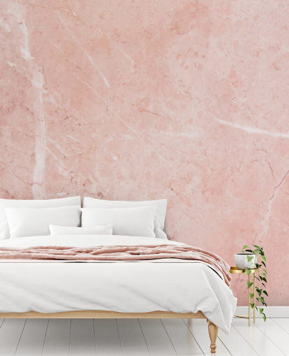 lyserød marmor tapet vægmaleri kaldet Blush Marble til soveværelser