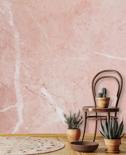 vaaleanpunainen marmoritapetti seinämaalaus nimeltä Blush Marble makuuhuoneisiin