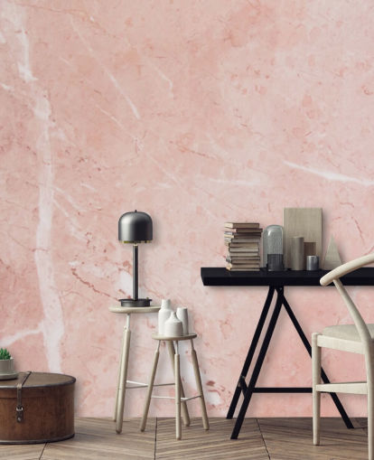 mural de papel pintado de mármol rosa claro llamado Blush Marble para dormitorios