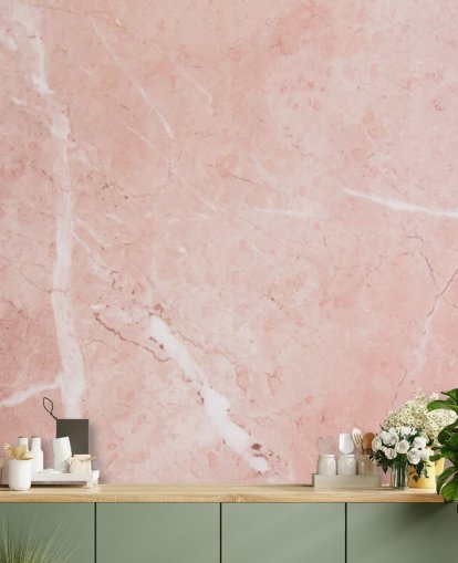 mural de papel pintado de mármol rosa claro llamado Blush Marble para dormitorios