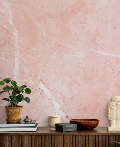 mural de papel pintado de mármol rosa claro llamado Blush Marble para dormitorios