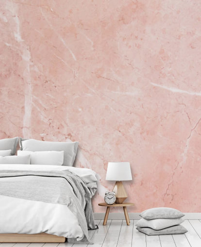 mural de papel pintado de mármol rosa claro llamado Blush Marble para dormitorios
