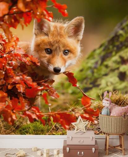 Fox Cub syksyllä lehdet Taustakuva
